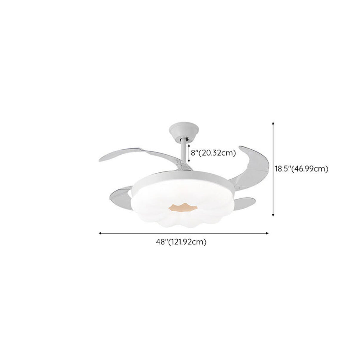 Round Cloud Retractable 4 Blade Ceiling Fan with Light Image - 19