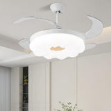 Round Cloud Retractable 4 Blade Ceiling Fan with Light Image - 3