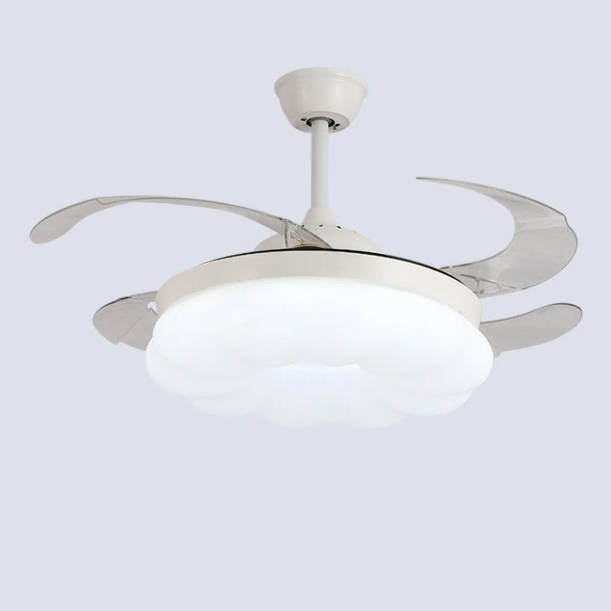 Round Cloud Retractable 4 Blade Ceiling Fan with Light Image - 6