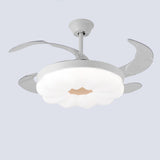 Round Cloud Retractable 4 Blade Ceiling Fan with Light Image - 7