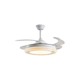 Round Crystal Clear Blades Ceiling Fan with LED Light Image - 10