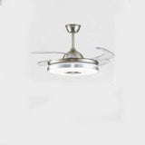 Round Crystal Clear Blades Ceiling Fan with LED Light Image - 11