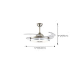 Round Crystal Clear Blades Ceiling Fan with LED Light #size