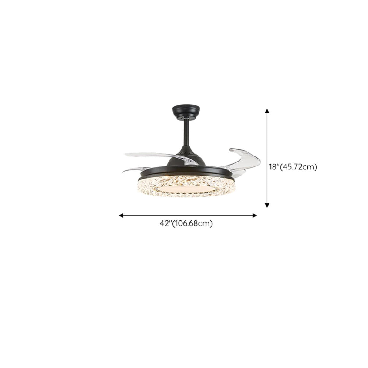 Round Crystal Clear Blades Ceiling Fan with LED Light Image - 19