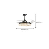 Round Crystal Clear Blades Ceiling Fan with LED Light Image - 19