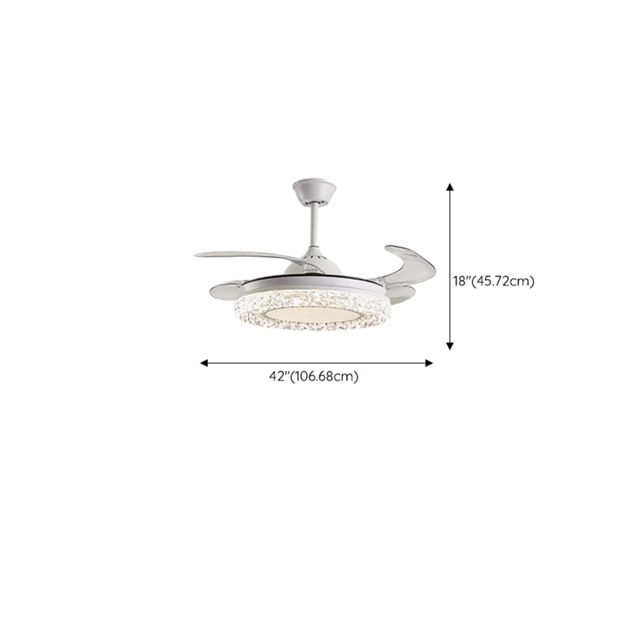 Round Crystal Clear Blades Ceiling Fan with LED Light Image - 20