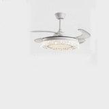 Round Crystal Clear Blades Ceiling Fan with LED Light Image - 3