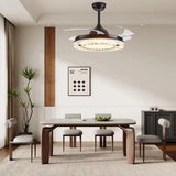 Round Crystal Clear Blades Ceiling Fan with LED Light Image - 4