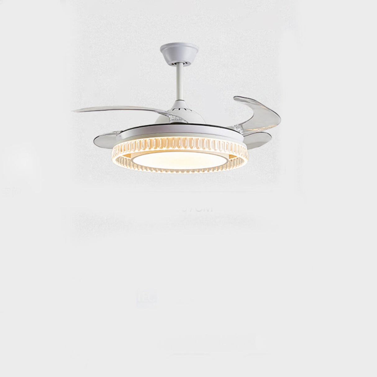 Round Crystal Clear Blades Ceiling Fan with LED Light Image - 9