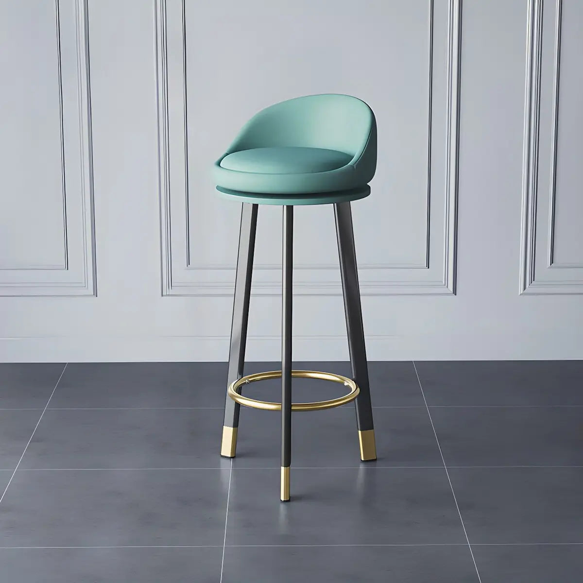 Round Fabric Upholstered Metal Tripod Armless Bar Stool Image - 13