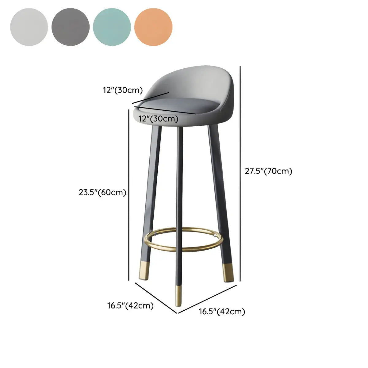 Round Fabric Upholstered Metal Tripod Armless Bar Stool 