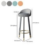 Round Fabric Upholstered Metal Tripod Armless Bar Stool #size