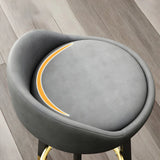 Round Fabric Upholstered Metal Tripod Armless Bar Stool Image - 6