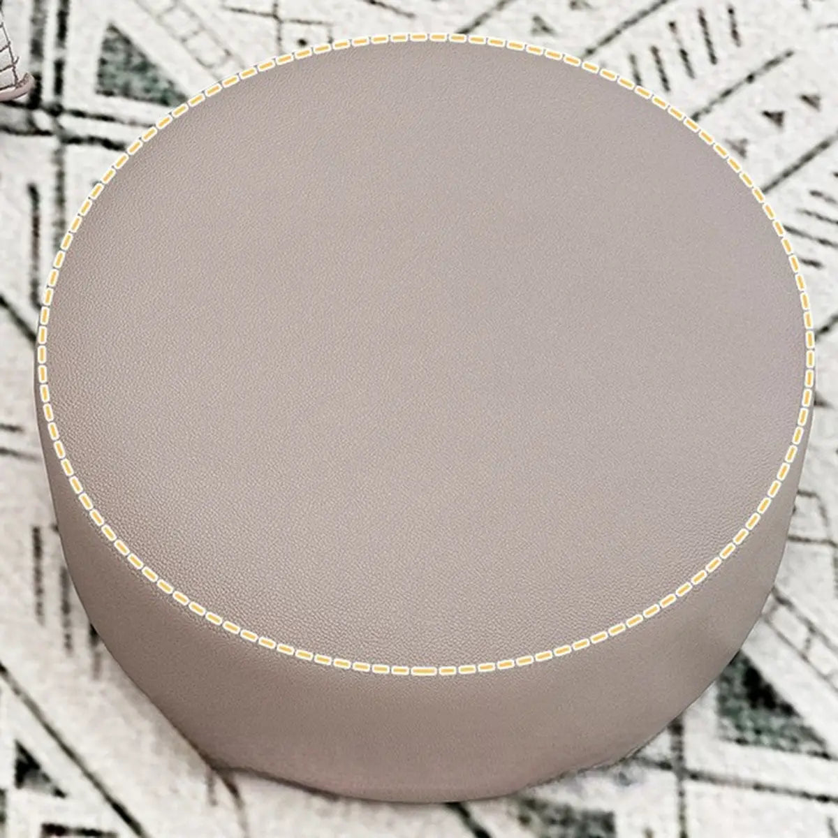 Round Faux Leather Footrest Sponge Small Cushion Ottoman Image - 10