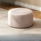 Round Faux Leather Footrest Sponge Small Cushion Ottoman Image - 13