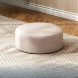 Round Faux Leather Footrest Sponge Small Cushion Ottoman Image - 14