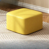 Round Faux Leather Footrest Sponge Small Cushion Ottoman Image - 17