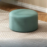 Round Faux Leather Footrest Sponge Small Cushion Ottoman Image - 18