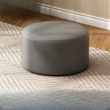 Round Faux Leather Footrest Sponge Small Cushion Ottoman Image - 19