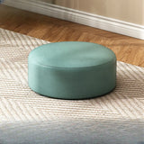 Round Faux Leather Footrest Sponge Small Cushion Ottoman Image - 23