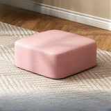 Round Faux Leather Footrest Sponge Small Cushion Ottoman Image - 21