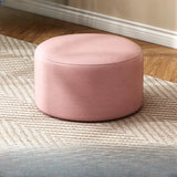 Round Faux Leather Footrest Sponge Small Cushion Ottoman Image - 22