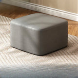 Round Faux Leather Footrest Sponge Small Cushion Ottoman Image - 3