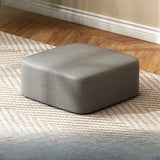 Round Faux Leather Footrest Sponge Small Cushion Ottoman Image - 27