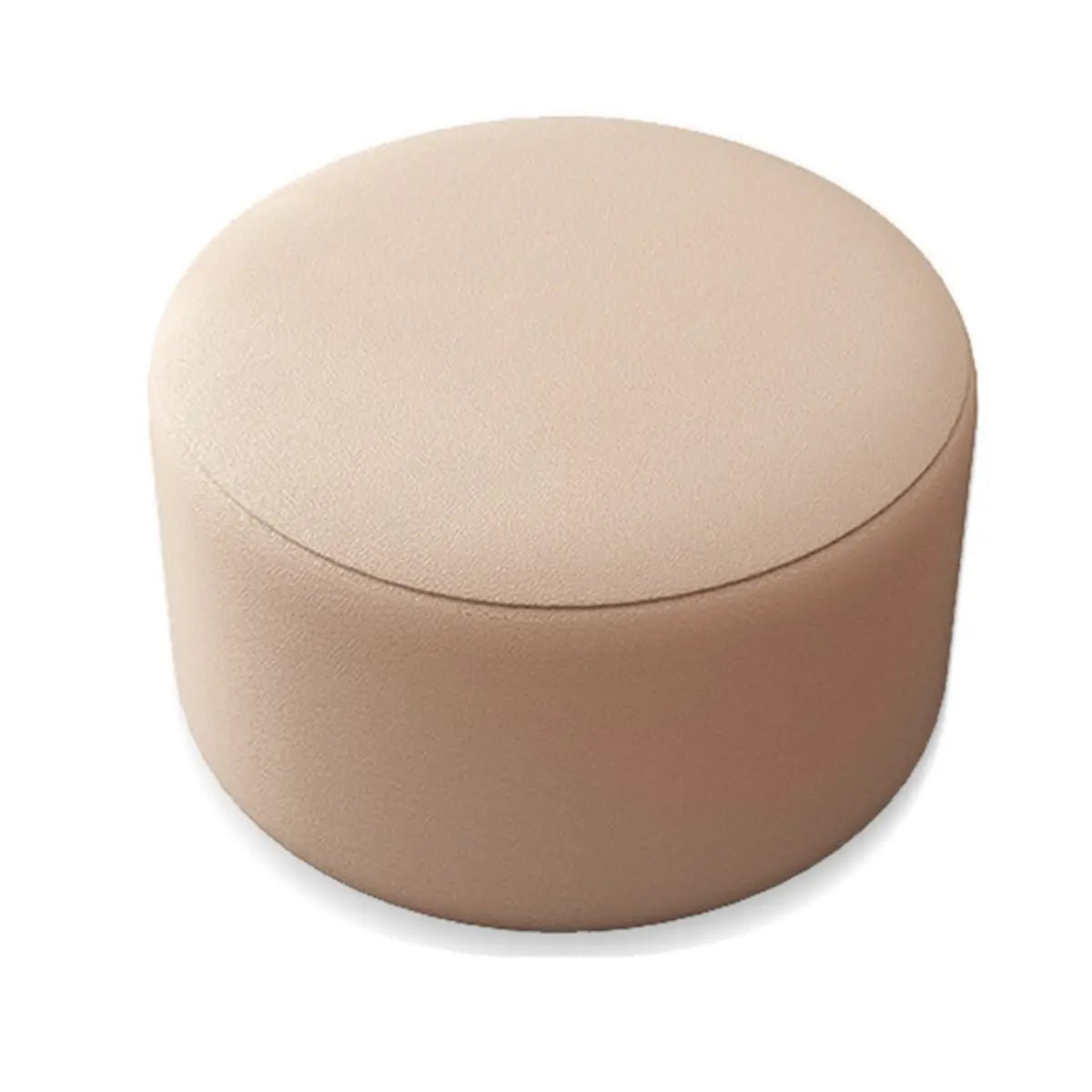 Round Faux Leather Footrest Sponge Small Cushion Ottoman Image - 7