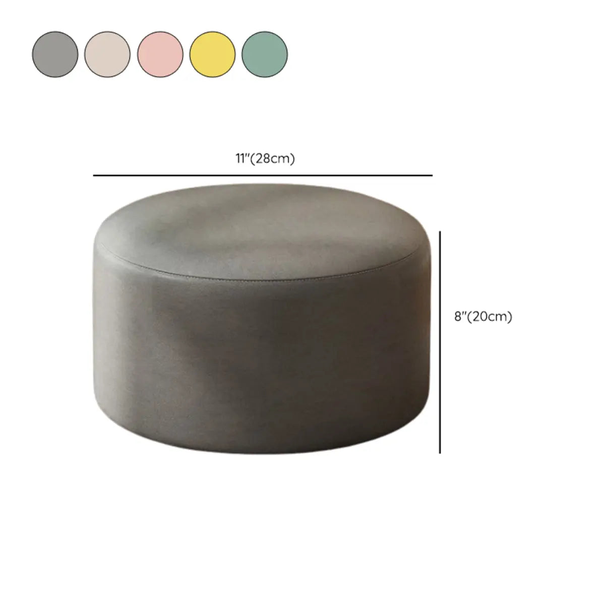 Round Faux Leather Footrest Sponge Small Cushion Ottoman 