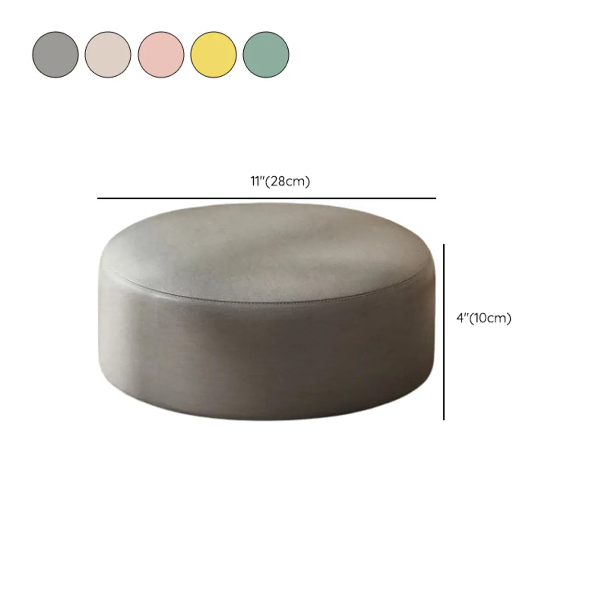 Round Faux Leather Footrest Sponge Small Cushion Ottoman Image - 30