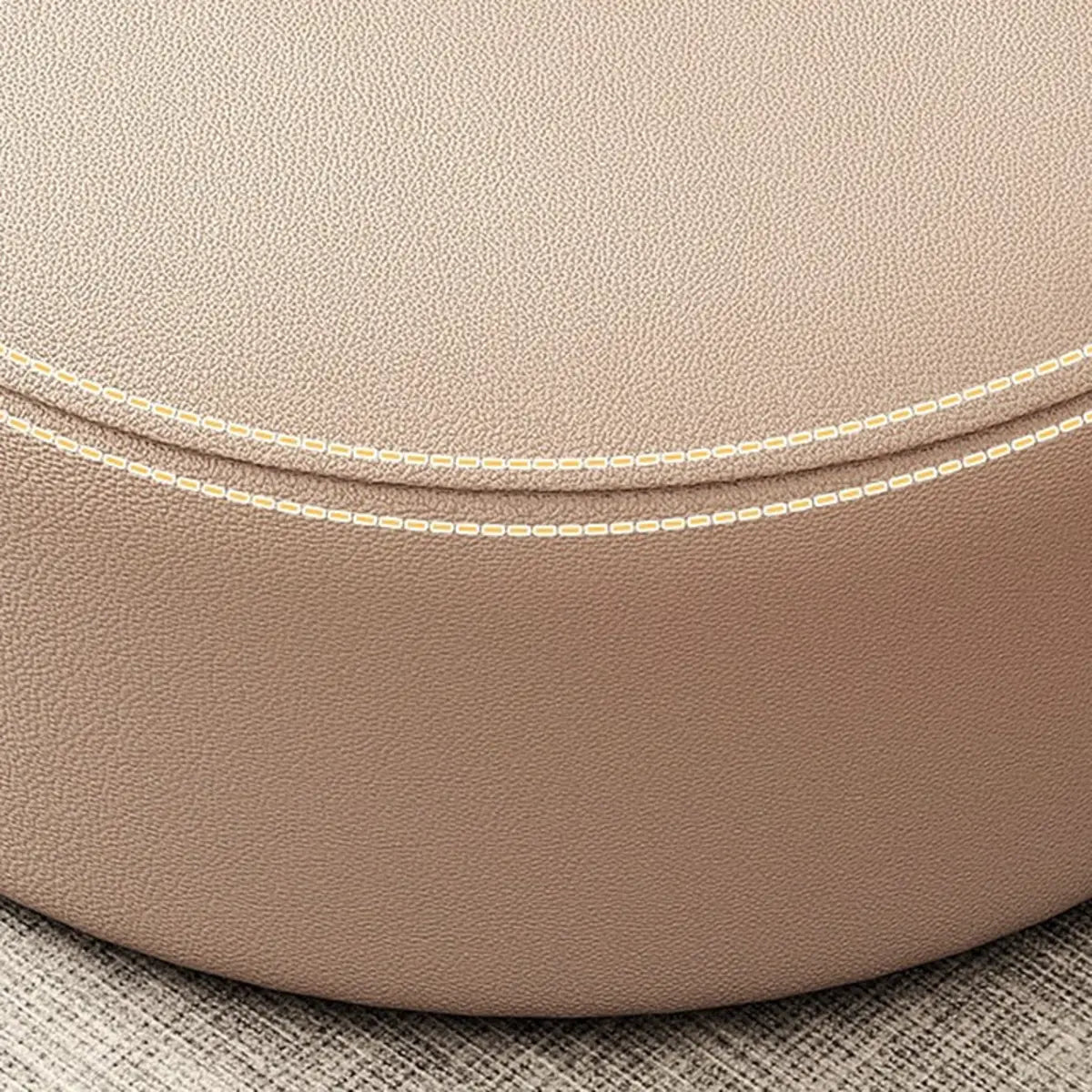 Round Faux Leather Footrest Sponge Small Cushion Ottoman Image - 9