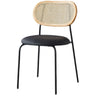 Round Faux Rattan Open Back Leather Dining Chair Coffee Image - 5