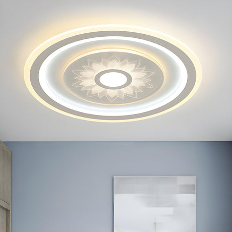 Round Flower Pattern LED Flush Mount Ceiling Light Image - 1