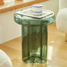 Round Glass Green Decorative Accent Pedestal Side Table Image - 7