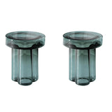 Round Glass Green Decorative Accent Pedestal Side Table Image - 9