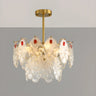 Round Glass Shell Tiered Red Dining Room Chandelier Image - 16