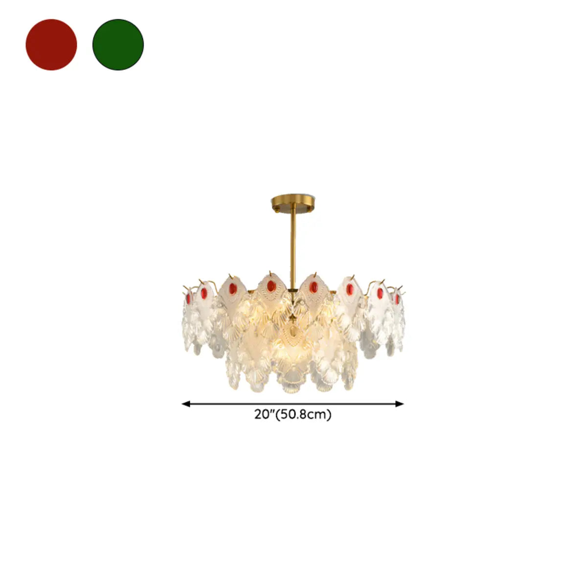 Round Glass Shell Tiered Red Dining Room Chandelier Image - 27