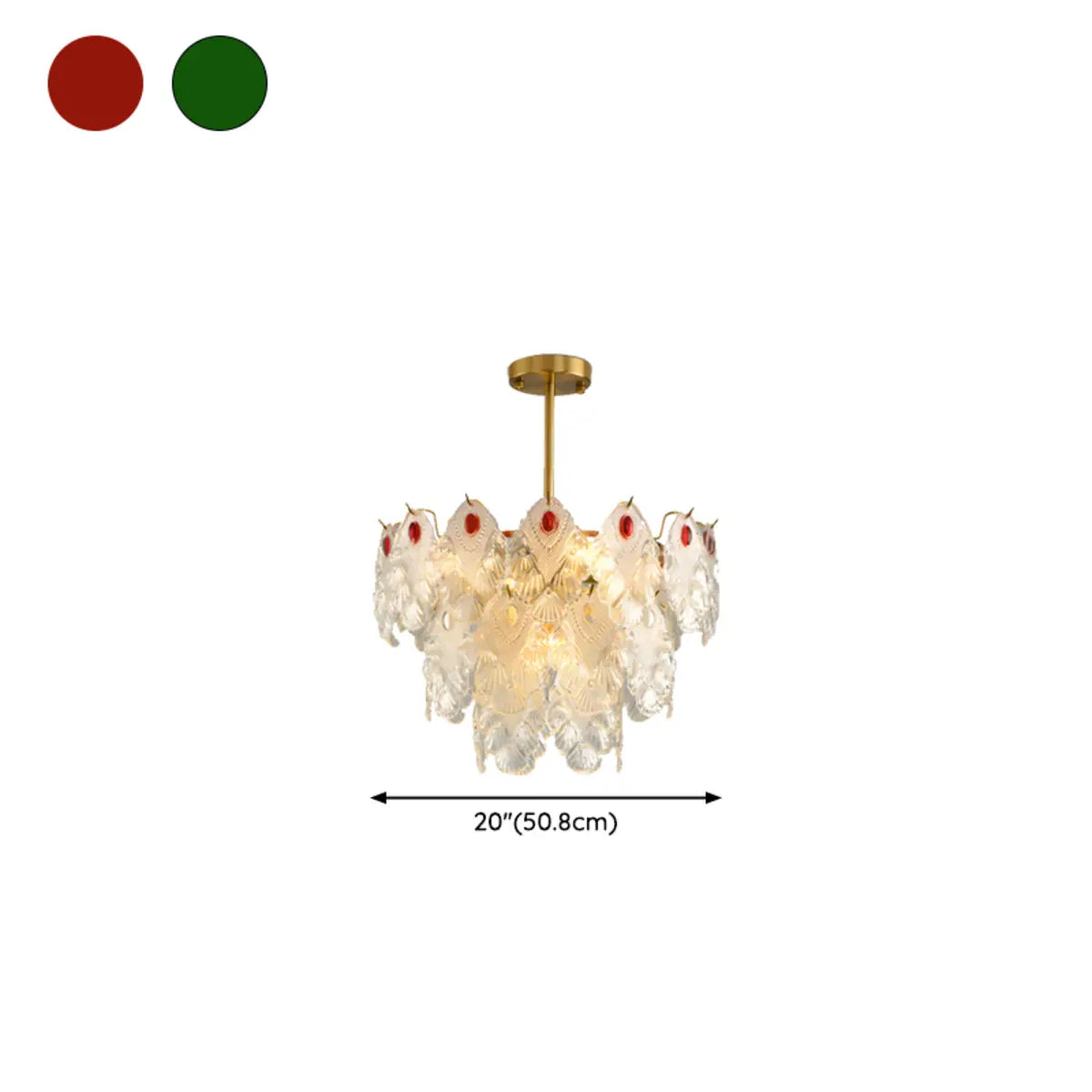 Round Glass Shell Tiered Red Dining Room Chandelier Image - 28