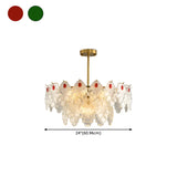 Round Glass Shell Tiered Red Dining Room Chandelier Image - 29