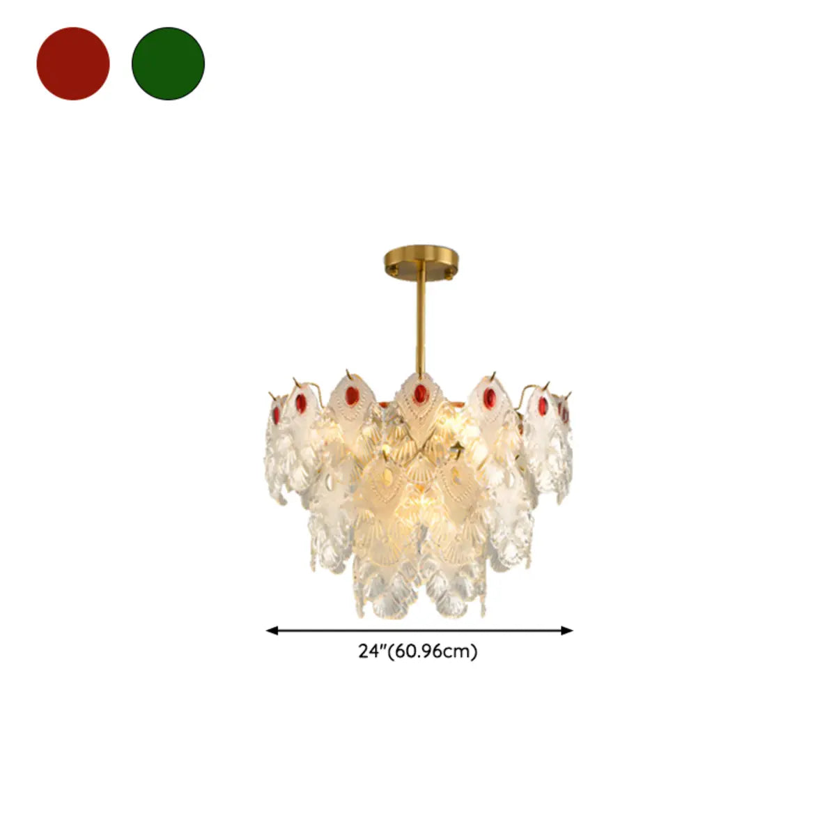 Round Glass Shell Tiered Red Dining Room Chandelier Image - 30