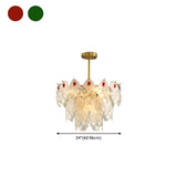 Round Glass Shell Tiered Red Dining Room Chandelier Image - 30