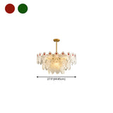 Round Glass Shell Tiered Red Dining Room Chandelier Image - 31