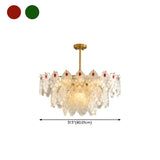 Round Glass Shell Tiered Red Dining Room Chandelier Image - 32