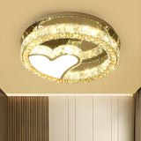 Round Heart Crystal LED Semi-Flush Mount Ceiling Light Image - 2