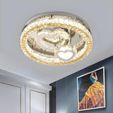 Round Heart Crystal LED Semi-Flush Mount Ceiling Light Image - 4