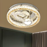 Round Heart Crystal LED Semi-Flush Mount Ceiling Light Image - 6