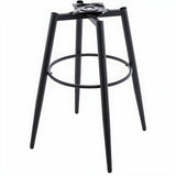 Round Leather Backrest Arm Black Iron Base Bar Stool Image - 17