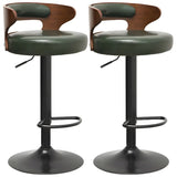 Round Leather Seat Adjustable Pedestal Swivel Bar Stool Image - 11