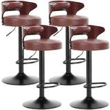 Round Leather Seat Adjustable Pedestal Swivel Bar Stool Image - 14